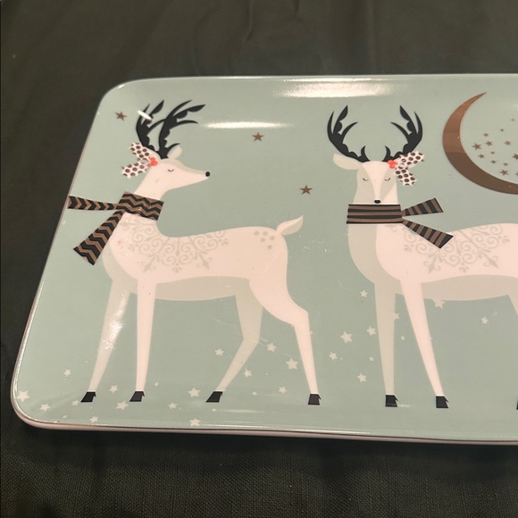 Pier 1 Porcelain Serving Tray Christmas Reindeer EUC - Picture 2 of 4
